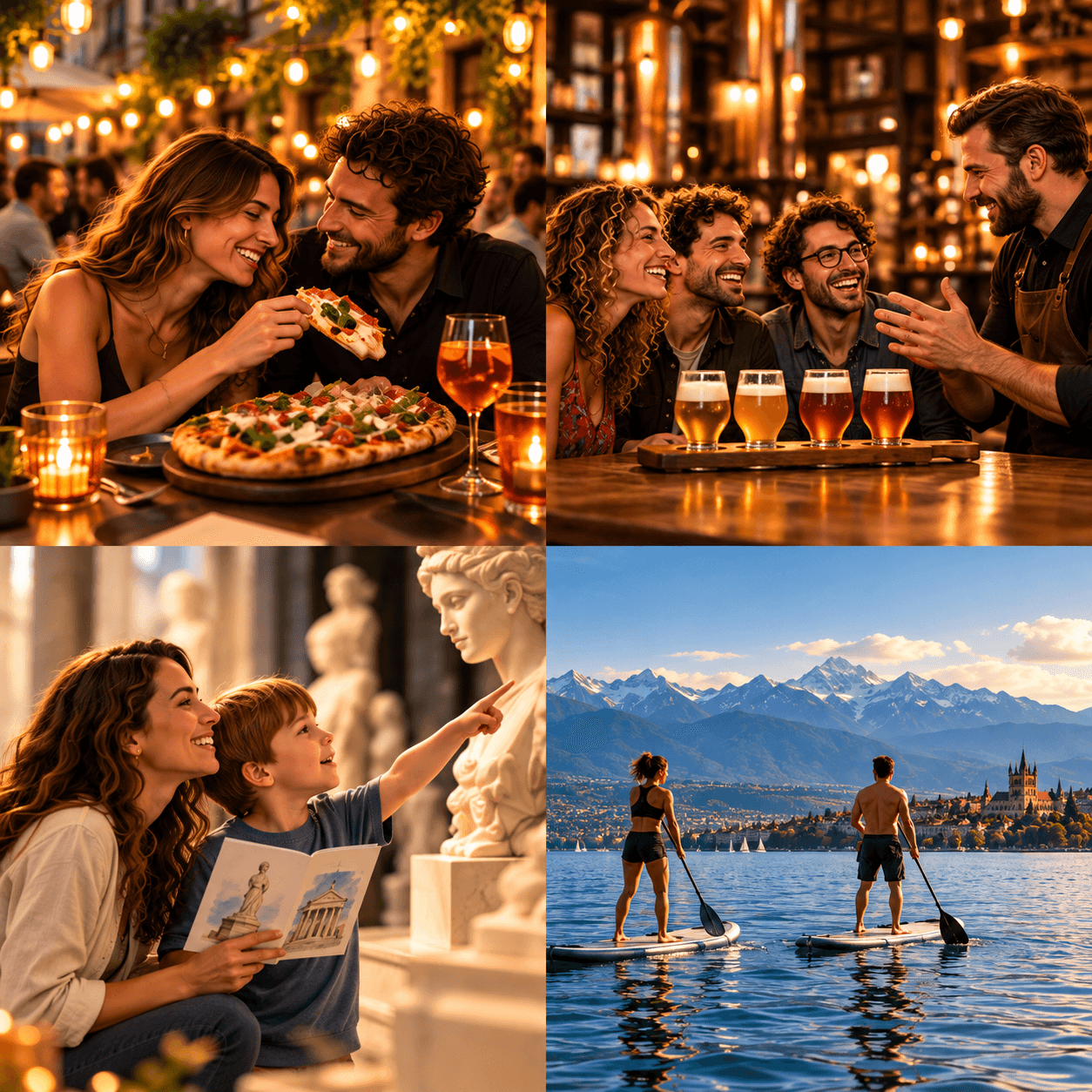 Un couple partage une pinsa dans une ambiance chaleureuse.
